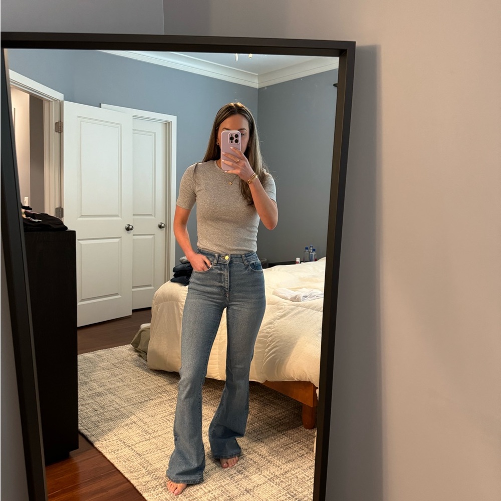 Zara Blue Flare Wide Leg Denim